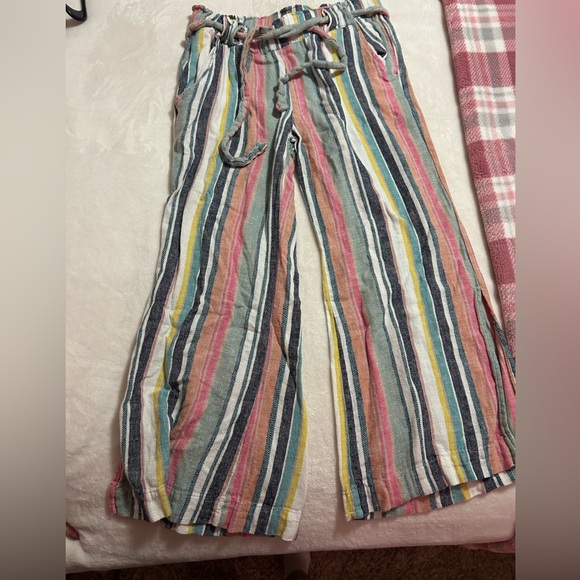 Pants - Striped Wide-Leg Cotton Blend Pants in Multicolor